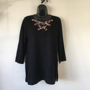 Cable & Gauge Sweater Leopard Lace up